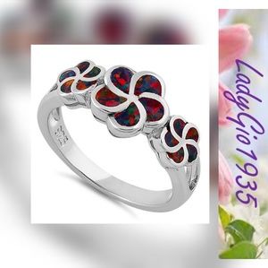 Sterling Silver Plumeria Opal Ring
